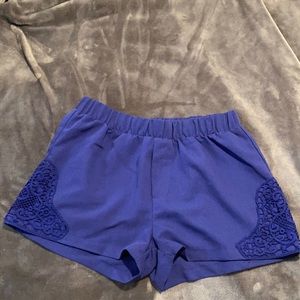 Navy blue shorts with crochet detailing